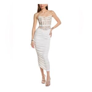 Retrofete Elegant White Strapless Dress
